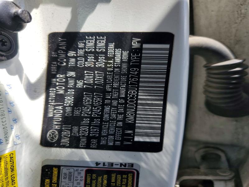 2011 Hyundai Veracruz მანქანა იყიდება აუქციონზე, vin: KM8NUDCC5BU176749, აუქციონის ნომერი: 63741056