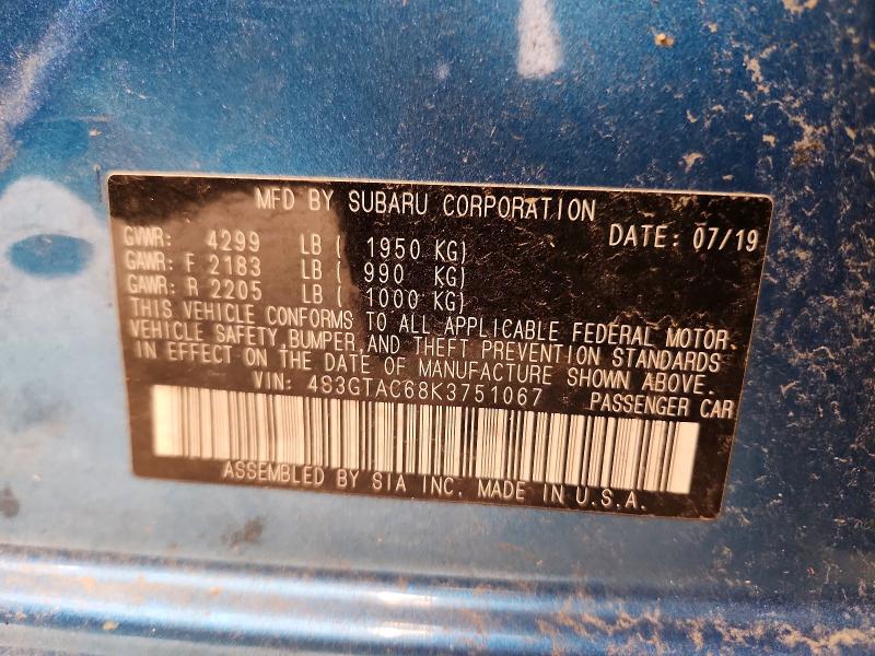 Aukcja sprzedaży 2019 Subaru Impreza, vin: 4S3GTAC68K3751067, numer aukcji: 63619526