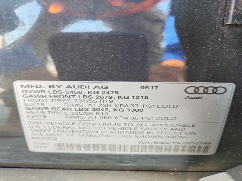 2018 Audi Q5 მანქანა იყიდება აუქციონზე, vin: WA1BNAFYXJ2052149, აუქციონის ნომერი: 67104056