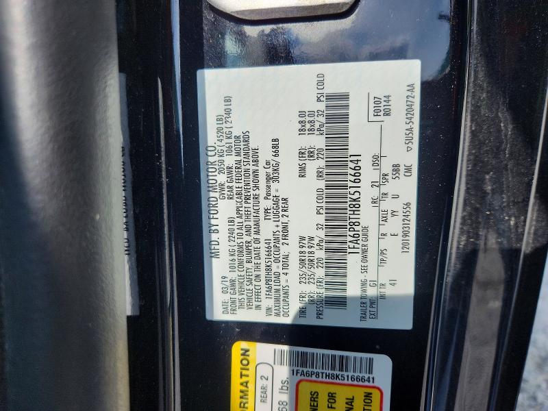 Продажа на аукционе авто 2019 Ford Mustang, vin: 1FA6P8TH8K5166641, номер лота: 66720286