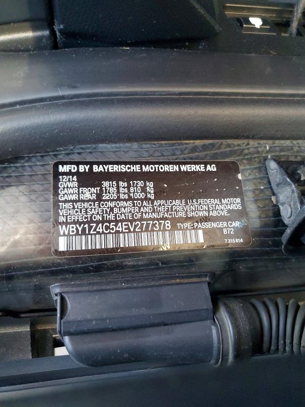 Продаж на аукціоні авто 2014 Bmw I3, vin: WBY1Z4C54EV277378, номер лоту: 66091656