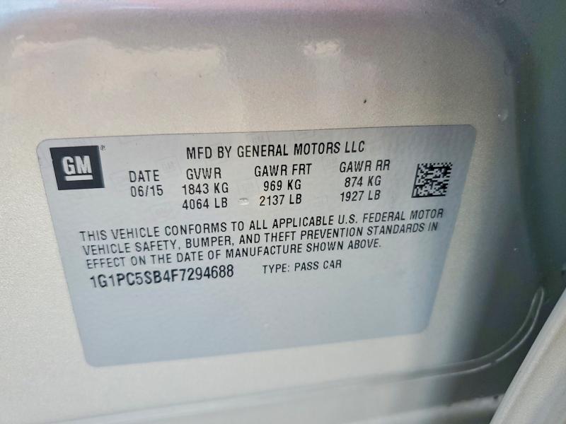 2015 Chevrolet Cruze მანქანა იყიდება აუქციონზე, vin: 1G1PC5SB4F7294688, აუქციონის ნომერი: 64910086