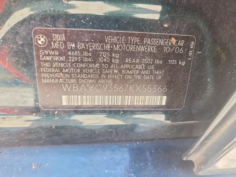 66511936 :رقم المزاد ، WBAVC93567KX55366 vin ، 2007 Bmw 328 مزاد بيع