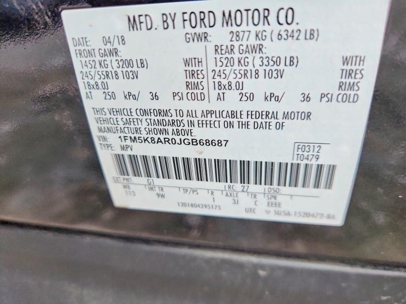 Продажа на аукционе авто 2018 Ford Explorer, vin: 1FM5K8AR0JGB68687, номер лота: 66596116