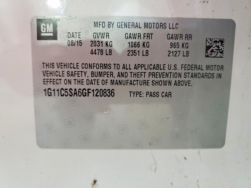 Продажа на аукционе авто 2016 Chevrolet Malibu Limited, vin: 1G11C5SA6GF120836, номер лота: 64808096