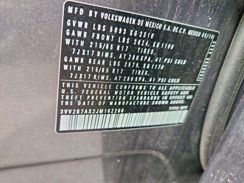 67519596 :رقم المزاد ، 3VV2B7AX2JM162266 vin ، 2018 Volkswagen Tiguan مزاد بيع