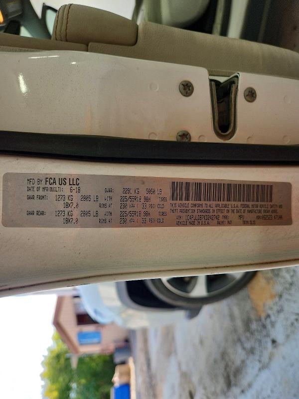 65027416 :رقم المزاد ، 1C4PJLDB7KD242742 vin ، 2019 Jeep Cherokee مزاد بيع