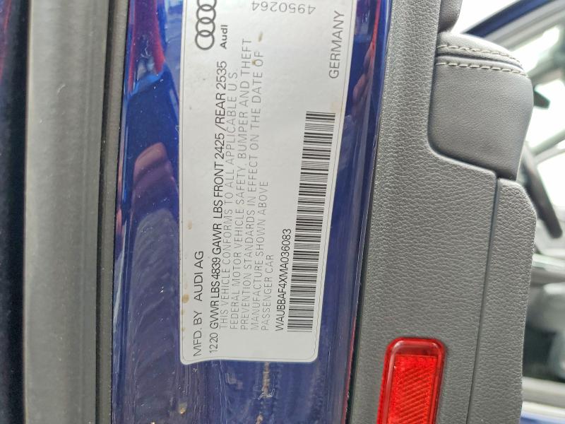 Продажа на аукционе авто 2021 Audi A4, vin: WAUBBAF4XMA036083, номер лота: 64230116