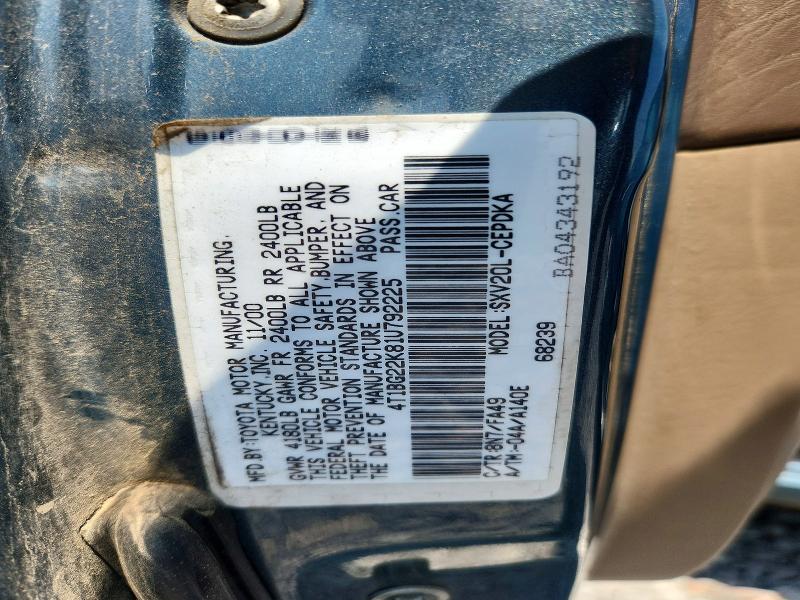 2001 Toyota Camry მანქანა იყიდება აუქციონზე, vin: 4T1BG22K81U792225, აუქციონის ნომერი: 64147406