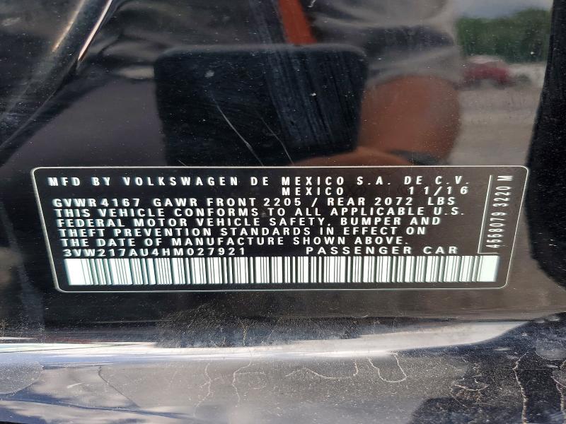 65240416 :رقم المزاد ، 3VW217AU4HM027921 vin ، 2017 Volkswagen Golf مزاد بيع