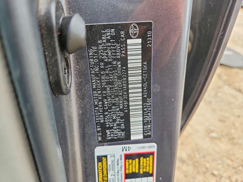 Aukcja sprzedaży 2010 Toyota Camry, vin: 4T4BF3EK1AR083274, numer aukcji: 65549106