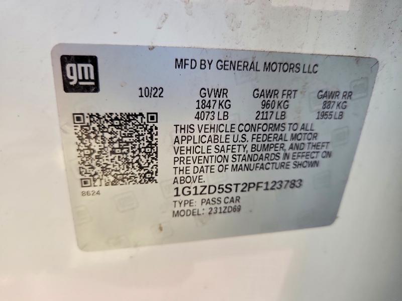 66391666 :رقم المزاد ، 1G1ZD5ST2PF123783 vin ، 2023 Chevrolet Malibu مزاد بيع