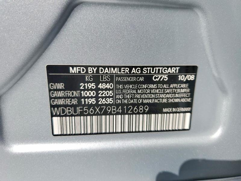 2009 Mercedes-benz E მანქანა იყიდება აუქციონზე, vin: WDBUF56X79B412689, აუქციონის ნომერი: 63762816