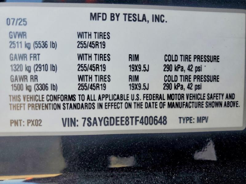 Продаж на аукціоні авто 2026 Tesla Model Y, vin: 7SAYGDEE8TF400648, номер лоту: 63710256