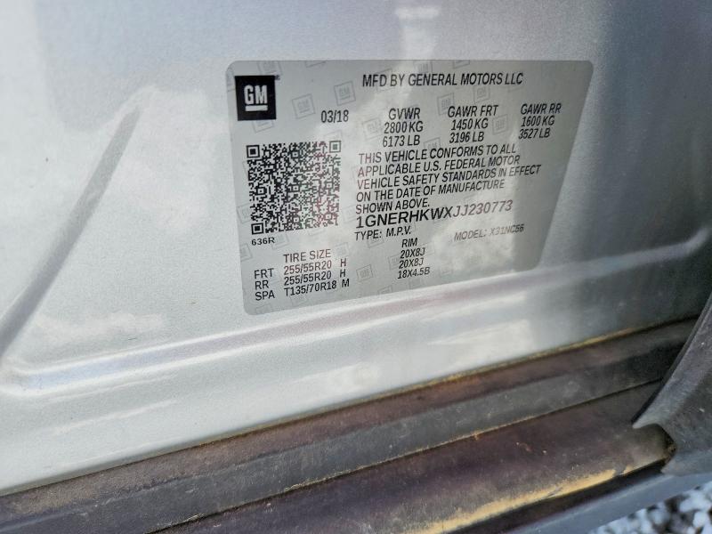 2018 Chevrolet Traverse მანქანა იყიდება აუქციონზე, vin: 1GNERHKWXJJ230773, აუქციონის ნომერი: 64980816