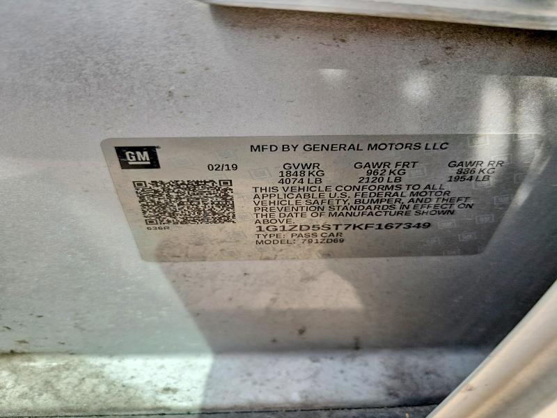 Aukcja sprzedaży 2019 Chevrolet Malibu, vin: 1G1ZD5ST7KF167349, numer aukcji: 66017116