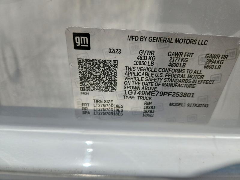 Aukcja sprzedaży 2023 Gmc Sierra, vin: 1GT49ME79PF253801, numer aukcji: 66947096