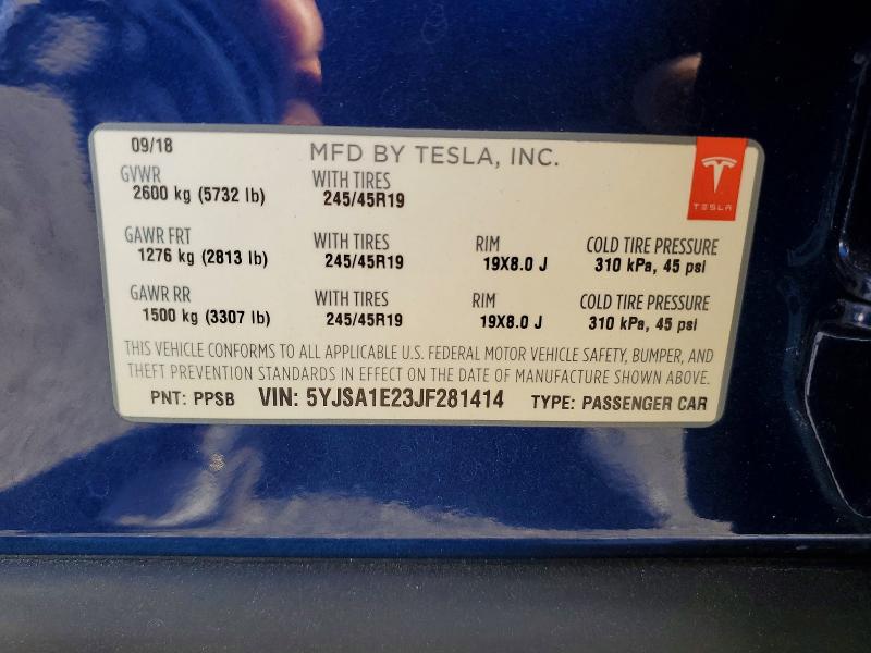Aukcja sprzedaży 2018 Tesla Model S, vin: 5YJSA1E23JF281414, numer aukcji: 66127906