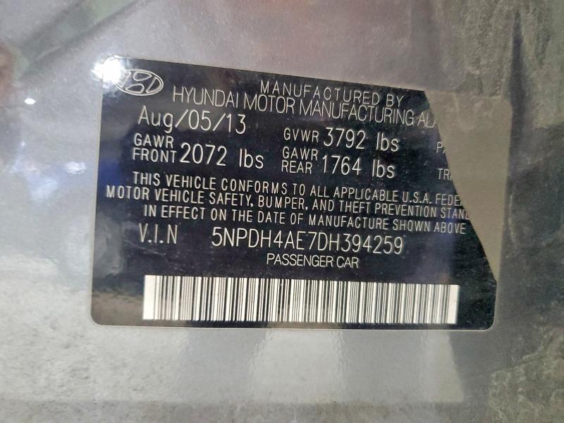 Продажа на аукционе авто 2013 Hyundai Elantra, vin: 5NPDH4AE7DH394259, номер лота: 64021496