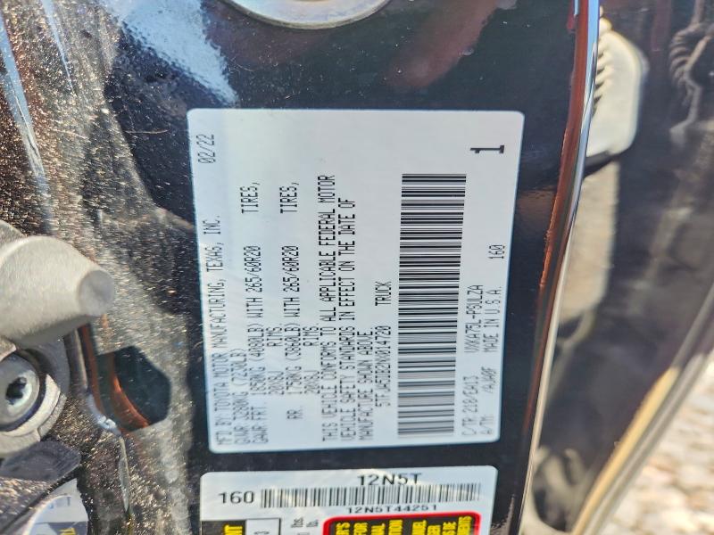 2022 Toyota Tundra მანქანა იყიდება აუქციონზე, vin: 5TFJA5DB2NX014720, აუქციონის ნომერი: 65500166