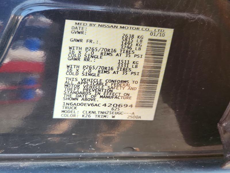 64652956 :رقم المزاد ، 1N6AD0EV6AC420694 vin ، 2010 Nissan Frontier مزاد بيع