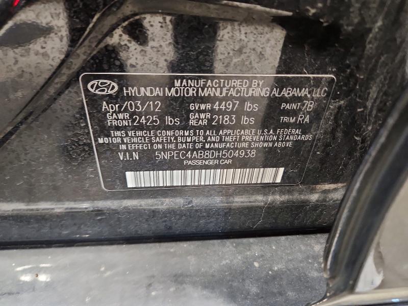 Продаж на аукціоні авто 2013 Hyundai Sonata, vin: 5NPEC4AB8DH504938, номер лоту: 63933716