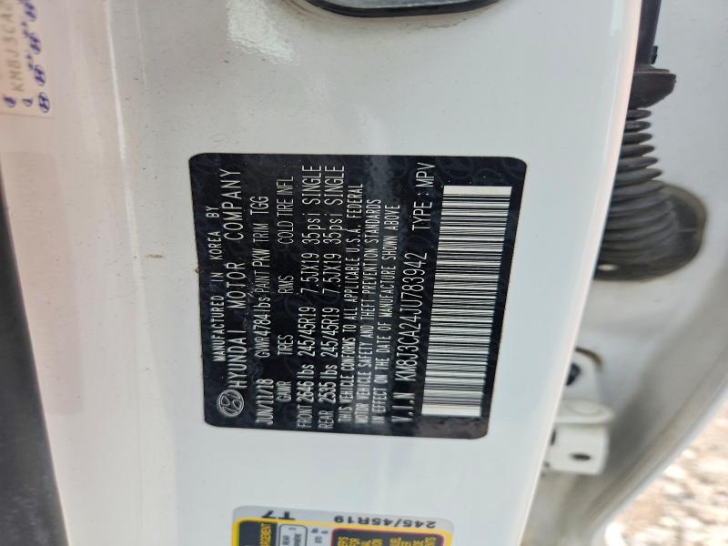 63671826 :رقم المزاد ، KM8J3CA24JU783942 vin ، 2018 Hyundai Tucson مزاد بيع