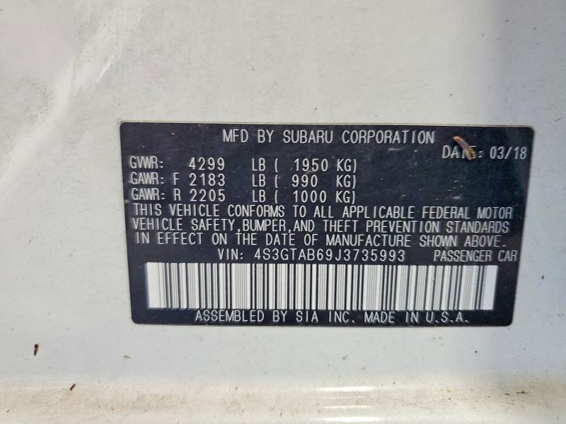 63749076 :رقم المزاد ، 4S3GTAB69J3735993 vin ، 2018 Subaru Impreza مزاد بيع