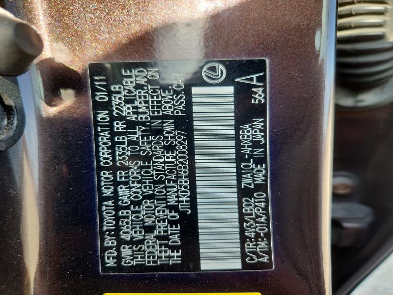 Aukcja sprzedaży 2011 Lexus Ct, vin: JTHKD5BH6B2008297, numer aukcji: 65340486