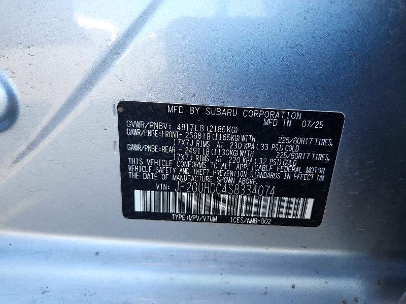 66031736 :رقم المزاد ، JF2GUHDC4S8334074 vin ، 2025 Subaru Crosstrek مزاد بيع