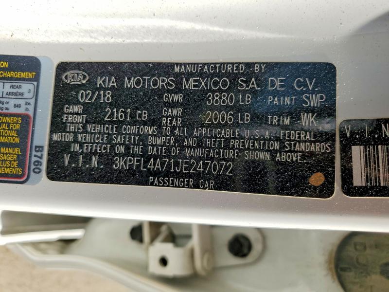 Aukcja sprzedaży 2018 Kia Forte, vin: 3KPFL4A71JE247072, numer aukcji: 67311496
