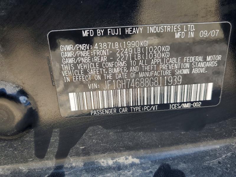 66362306 :رقم المزاد ، JF1GH74688G811939 vin ، 2008 Subaru Impreza مزاد بيع
