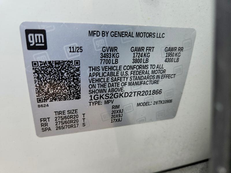 64644436 :رقم المزاد ، 1GKS2GKD2TR201866 vin ، 2026 Gmc Yukon Xl مزاد بيع