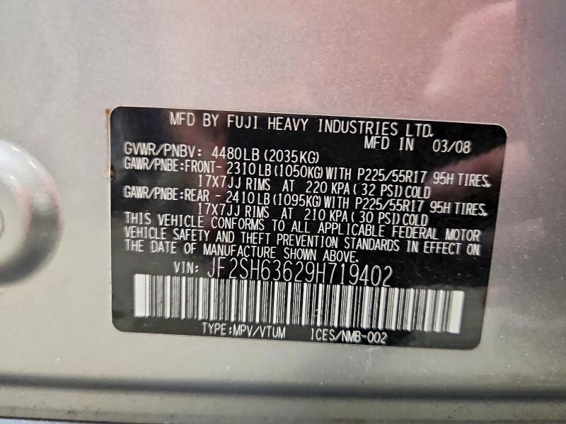 Продаж на аукціоні авто 2009 Subaru Forester, vin: 719402, номер лоту: 65986156