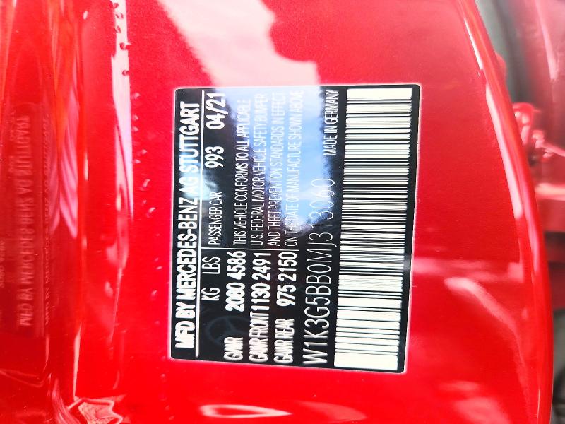 63583866 :رقم المزاد ، W1K3G5BB0MJ313060 vin ، 2021 Mercedes-benz A مزاد بيع
