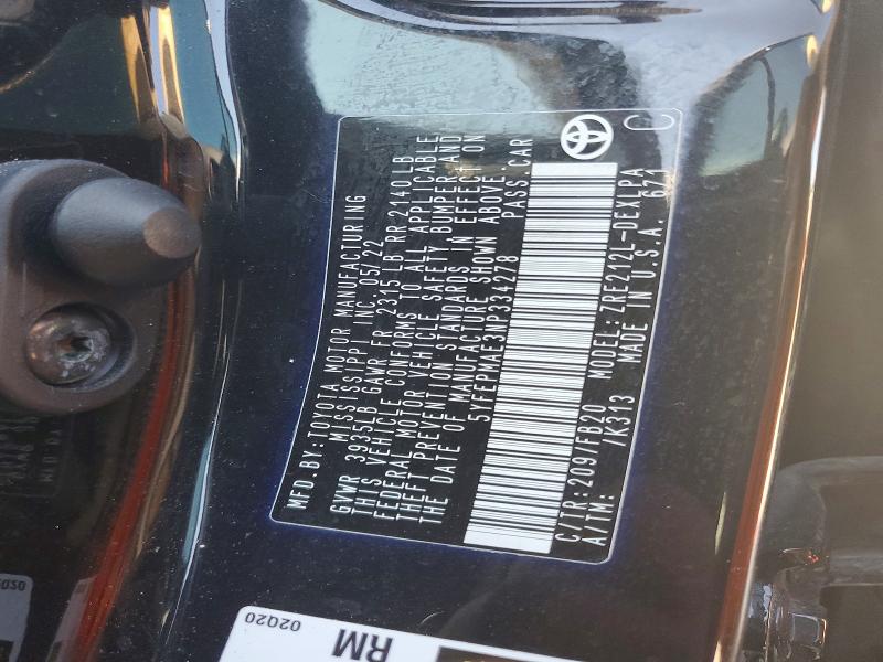 Aukcja sprzedaży 2022 Toyota Corolla, vin: 5YFEPMAE3NP334278, numer aukcji: 64560146