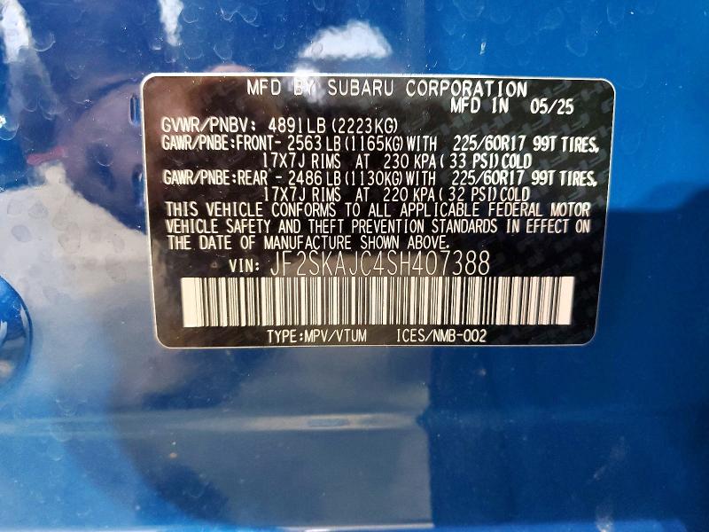 Aukcja sprzedaży 2025 Subaru Forester, vin: JF2SKAJC4SH407388, numer aukcji: 65009966