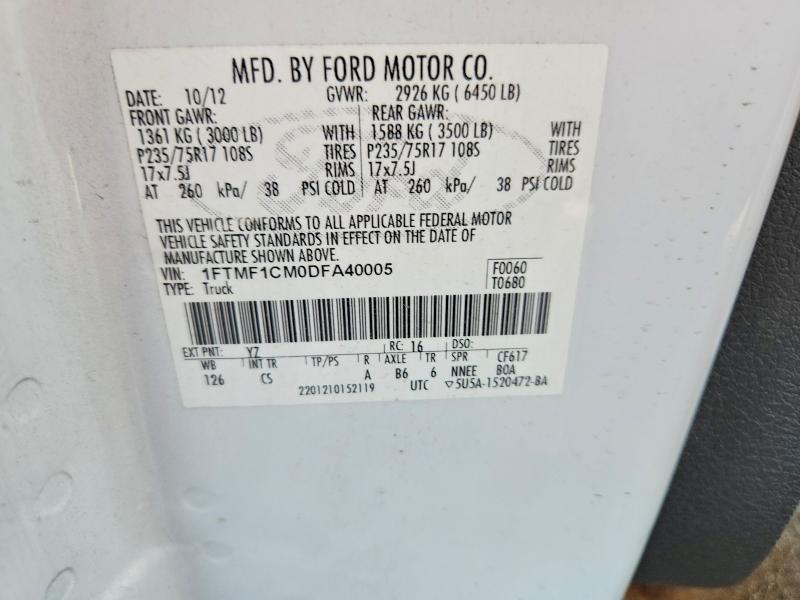 63888446 :رقم المزاد ، 1FTMF1CM0DFA40005 vin ، 2013 Ford F150 مزاد بيع