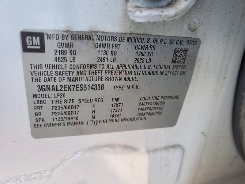 65160466 :رقم المزاد ، 3GNAL2EK7ES514338 vin ، 2014 Chevrolet Captiva مزاد بيع
