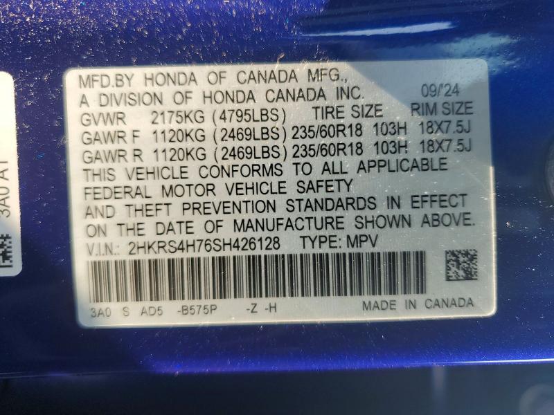 Aukcja sprzedaży 2025 Honda Cr-v, vin: 2HKRS4H76SH426128, numer aukcji: 64800696