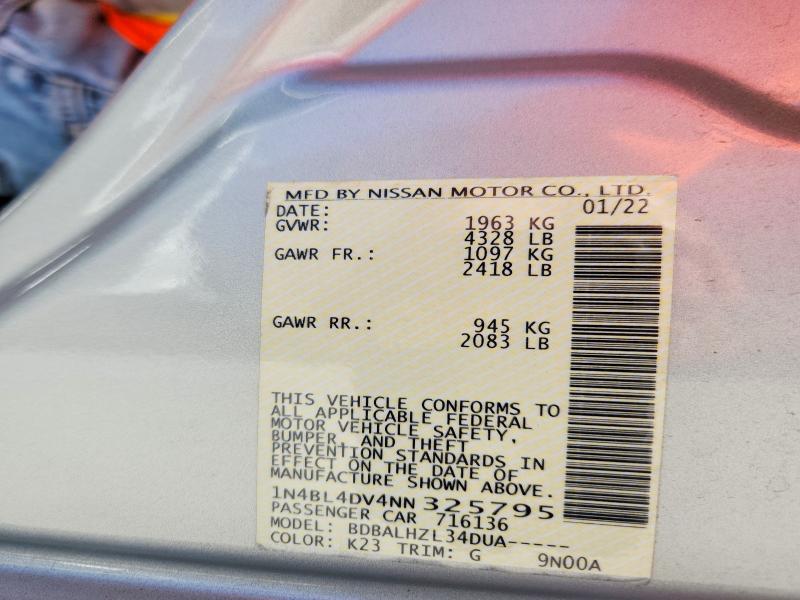 Aukcja sprzedaży 2022 Nissan Altima, vin: 1N4BL4DV4NN325795, numer aukcji: 65802976