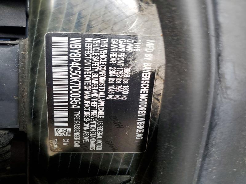 Aukcja sprzedaży 2019 Bmw I3, vin: WBY8P4C50K7D00954, numer aukcji: 65185326
