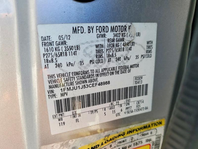 Auction sale of the 2012 Ford Expedition, vin: 1FMJU1J53CEF48988, lot number: 65019826