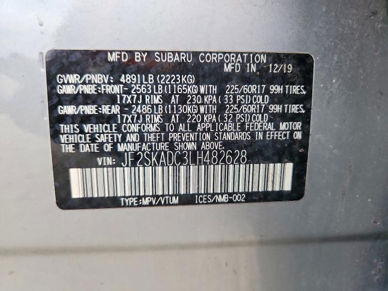 66921666 :رقم المزاد ، JF2SKADC3LH482628 vin ، 2020 Subaru Forester مزاد بيع
