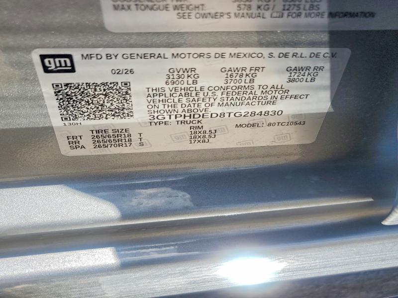 2026 Gmc Sierra მანქანა იყიდება აუქციონზე, vin: 3GTPHDED8TG284830, აუქციონის ნომერი: 65382136