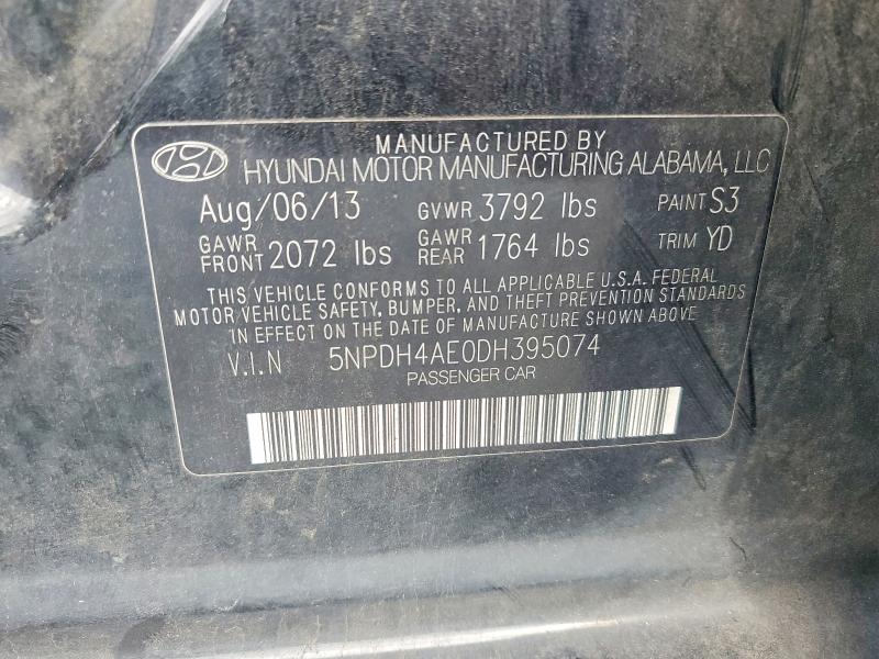 Aukcja sprzedaży 2013 Hyundai Elantra, vin: 5NPDH4AE0DH395074, numer aukcji: 64288436
