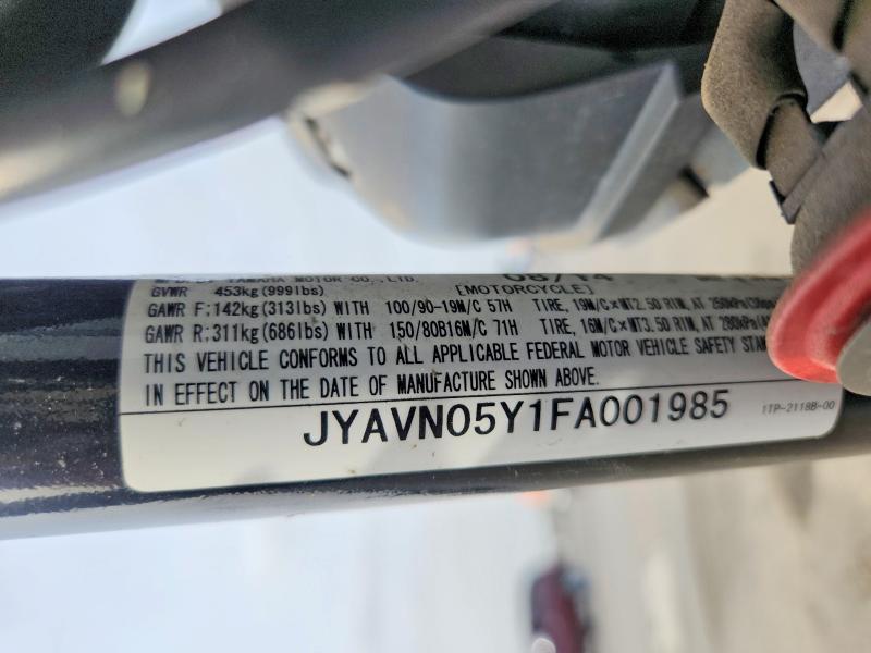2015 Yamaha Xvs950 მანქანა იყიდება აუქციონზე, vin: JYAVN05Y1FA001985, აუქციონის ნომერი: 64159566