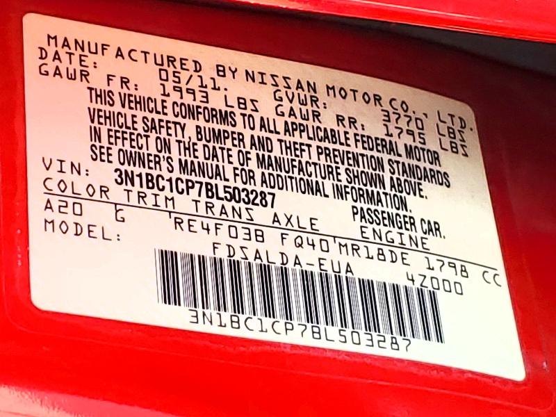 65403286 :رقم المزاد ، 3N1BC1CP7BL503287 vin ، 2011 Nissan Versa مزاد بيع