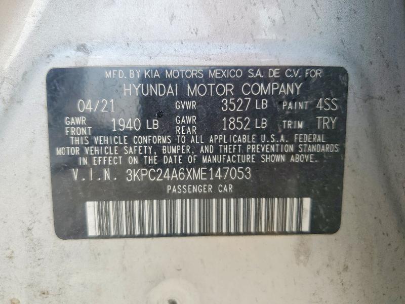 Продажа на аукционе авто 2021 Hyundai Accent, vin: 3KPC24A6XME147053, номер лота: 63906376
