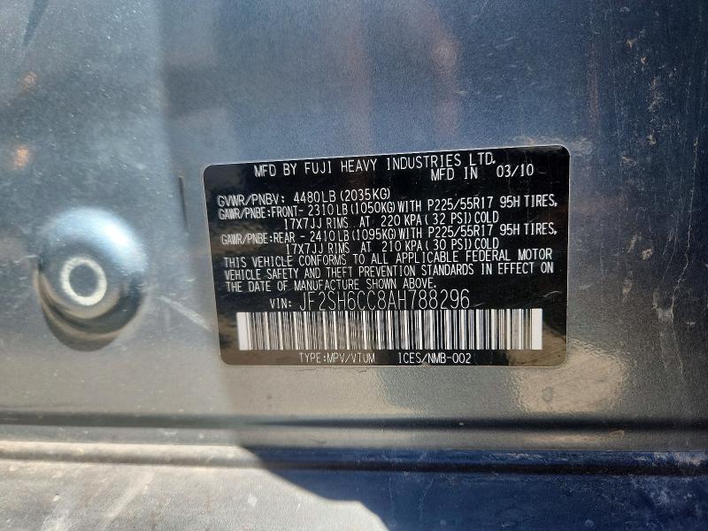 Продаж на аукціоні авто 2010 Subaru Forester, vin: JF2SH6CC8AH788296, номер лоту: 65828716